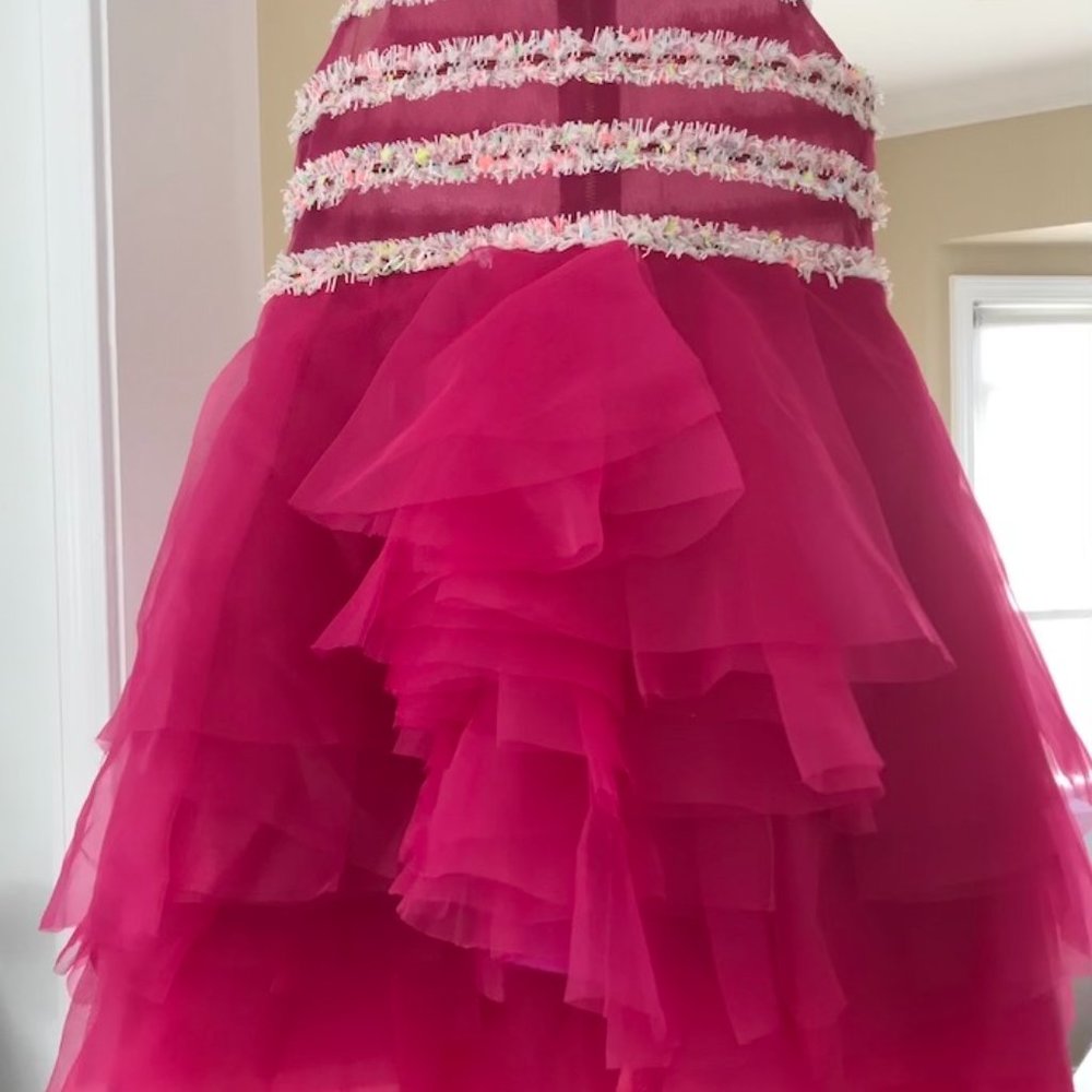 Never worn Mischka Aoki Tweed Striped Tulle Girl's Dress